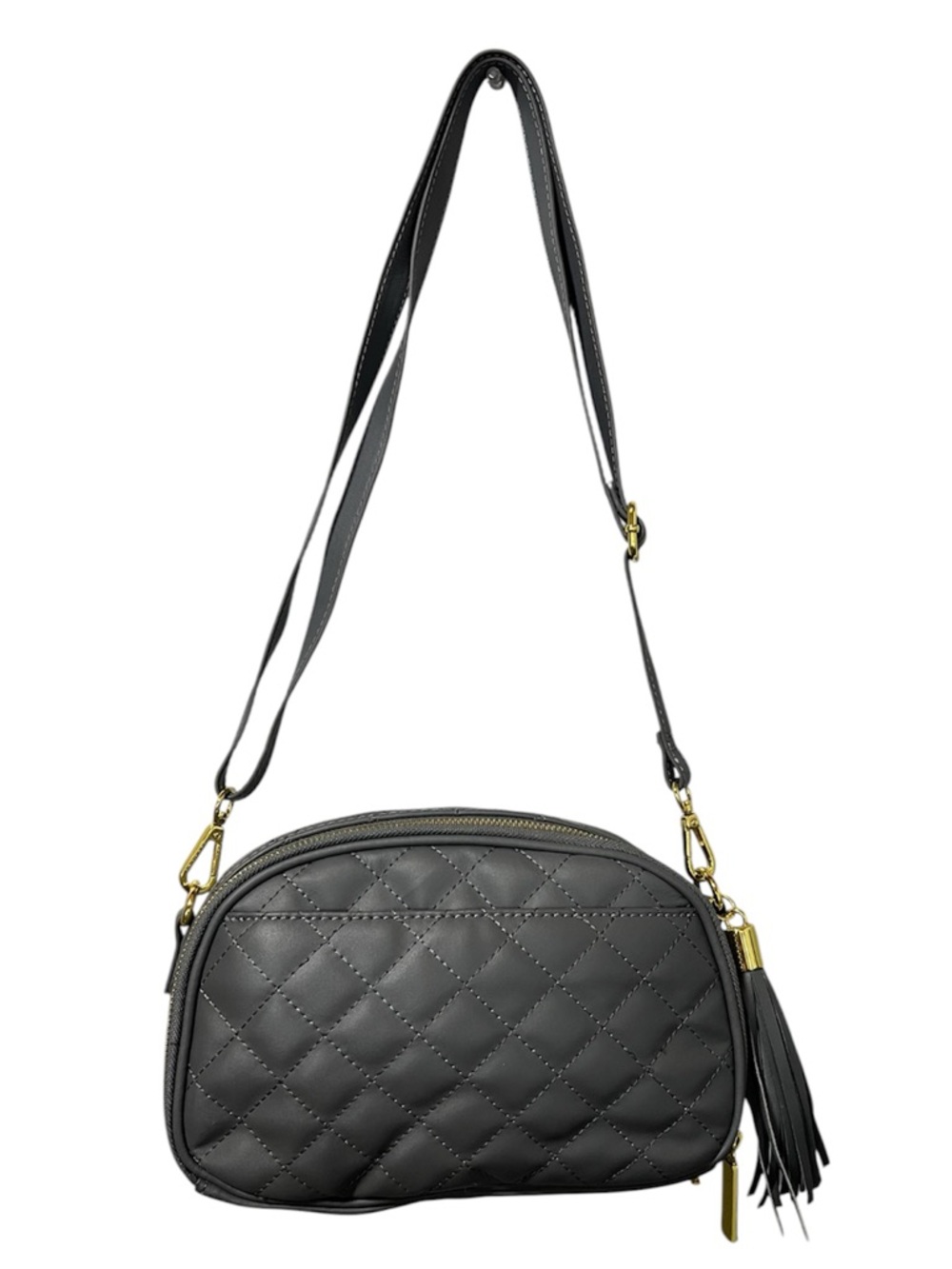 Joy & Iman Quilted Crossbody Bag with Tassel - Gray - Picture 2 of 9